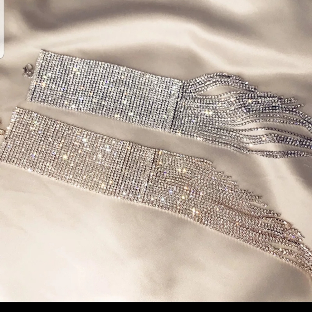 Silver Rhinestone fringe bracelet - Picture 3 of 5